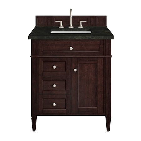 James Martin Vanities Brittany 30" Single Vanity, Burnished Mahogany, w/ 3 CM Phantome Eclos Top 650-V30-BNM-3PHT