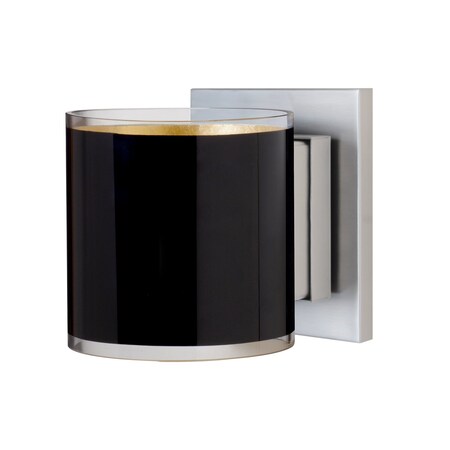 Besa Lighting Pogo Mini Sconce, Black/Inner Gold, Satin Nickel Finish, 1x50W Halogen 1WS-7180GF-SN