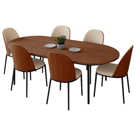 Leisuremod 70.9 in W, 29.5 in L, Manufactured Wood/Steel/PU Leather, Walnut/Light Brown TT70-CWN18-LBR