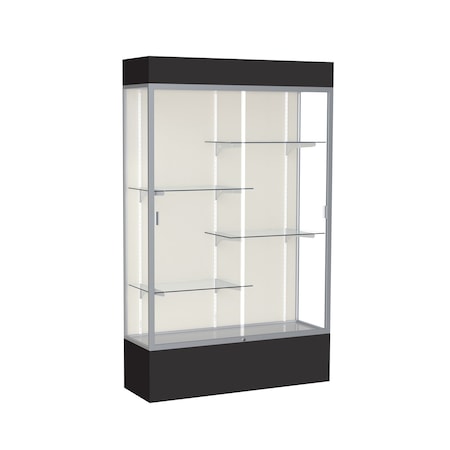 Ghent Lighted Floor Display Case 48x80x16, Plaque 3174PB-SN-BK