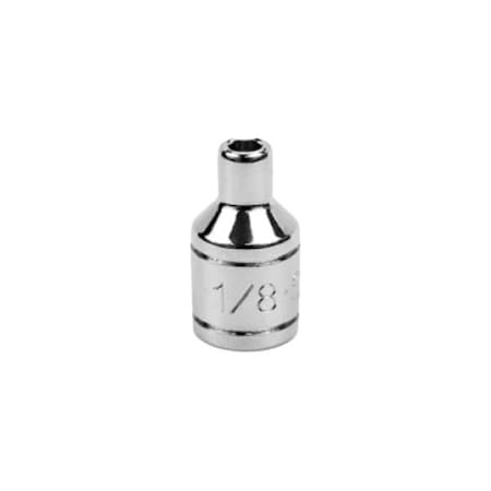 Sk Professional Tools 1/4 in Drive, 1/8" SAE Socket, 6 Points, Steel, Chrome, 1/8 in 40904