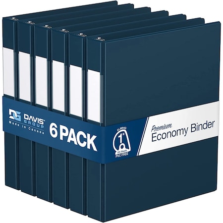 Davis Group Premium Economy, Angle D Ring, Binder, (Navy Blue, 1"), PK6 2301-72-06