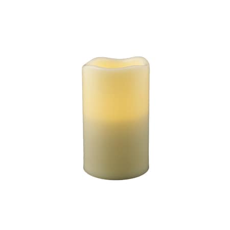 Homeroots 5" Ivory Flameless Indoor Outdoor Pillar Candle 485150