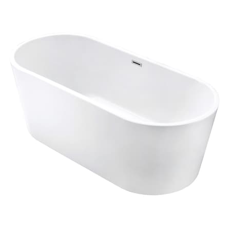 Kingston Brass 63" Acrylic Oval Double Ended Freestanding Tub with Drain, Glossy White VTOV633024