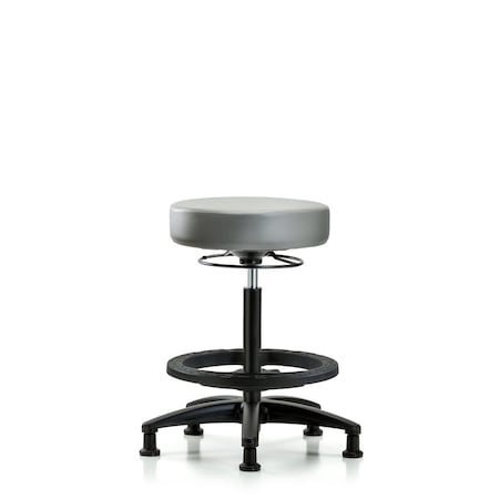 Blue Ridge Ergonomics Vinyl Stool, High Bench, Foot Ring, Glides, Sterling BR-VHBSO-RG-BF-RG-8840