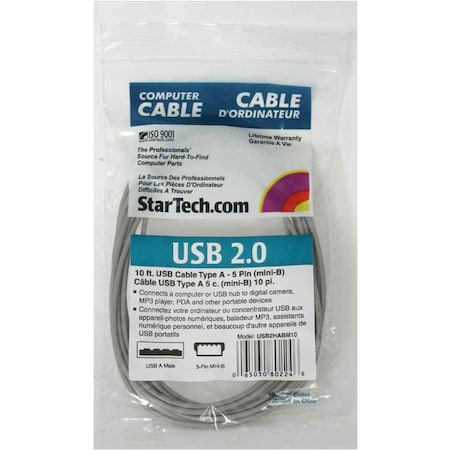 Startech.Com 10 ft Mini USB 2.0 Cable USB2HABM10