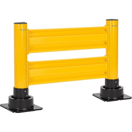 Global Industrial 4' Steel Guard Rail with 6" Dia. Rebounding Bollards, Yellow 670776