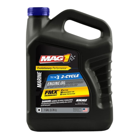 Mag 1 2-Cycle Synthetic Blend Marine Motor Oil, TC-W3 certified, Blue, 1 Gal. MAG60136