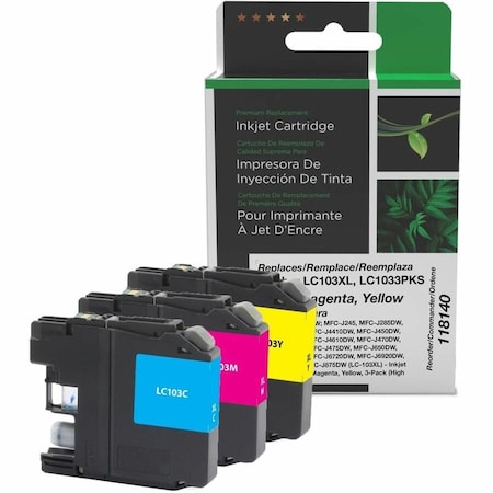 Clover Imaging Group Non-OEM New High Yield Cyan/Magenta/Yellow Ink Cartridges 118140