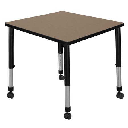 Regency Square Kee Height Adjustable Mobile Classroom Activity Table, 30 in W, 30 in L, Noble Oak TB3030NOAPCBK