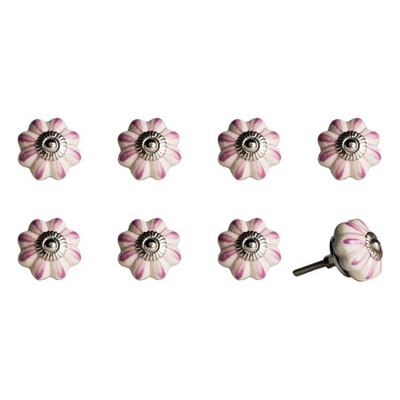 Homeroots 1.5" X 1.5" X 1.5" Hues Of Cream Pink And Silver Knobs, 8PK 321691