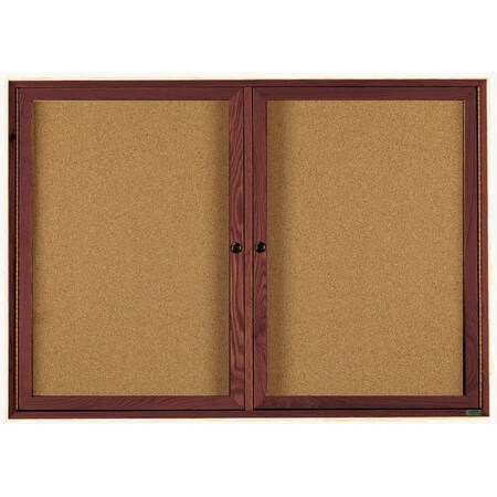 Aarco Enclosed Bulletin Board Red Oak Frame Walnut Stained, 36''Hx60''W WBC3660R