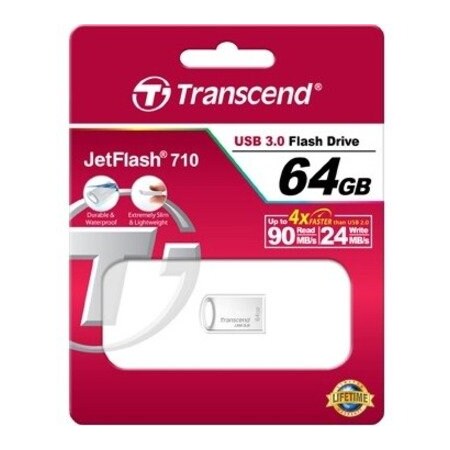 Transcend Information Transcend JetFlash 710 USB 3.0 Flash Drive - 64 GB - USB 3.0 - Silver TS64GJF710S