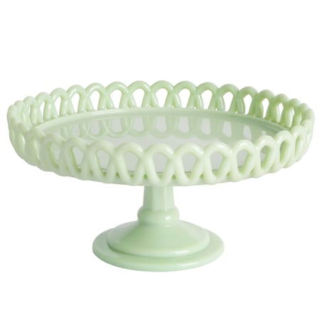 Martha Stewart Highbrook Jadeite Glass Loop Cake Stand in Mint 120566.01