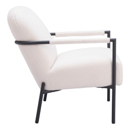 Homeroots 26" Ivory And Black Faux Shearling And Upholstered Arm Chair 556498