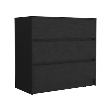 Homeroots 33" Black Wood Three Drawer Dresser 518178