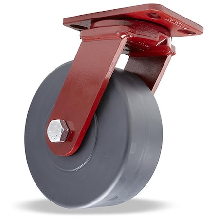 Hamilton Plate Caster, Kingpinless Swivel, Nylon, 8 in, 3500 lb. S-ZFFM-83NYB-4SL-FB