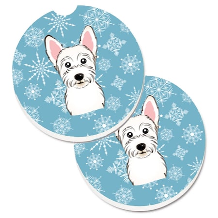 Carolines Treasures Snowflake Westie Set of 2 Cup Holder Car Coaster BB1660CARC