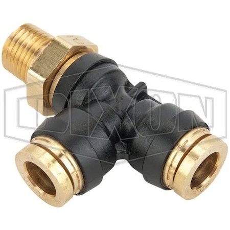 Dixon Legris by Push-In Run Tee, 1/4 x 1/2 in Nominal, MNPT x Tube, 250 psi Pressure, Brass, Domestic 31036214DOT