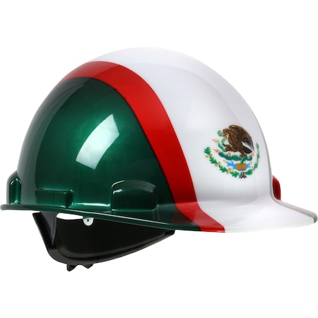 Dynamic Cap Style Smooth Dome Hard Hat w/HDPE Shell, 4-Point Textile Suspension, Graphic Wrap and Wheel-Ratch 280-HP341R-MEX