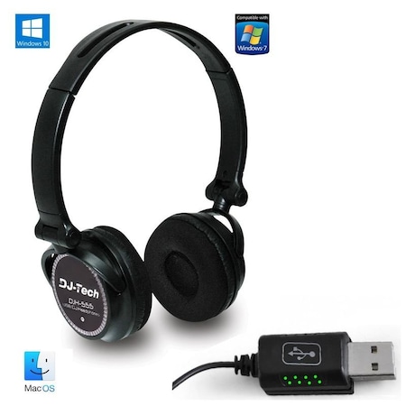 Dj Tech Professional DJ Headphones with PC USB Connection w/ Integrated USB Soundcard works with Windows 10 DJH-555