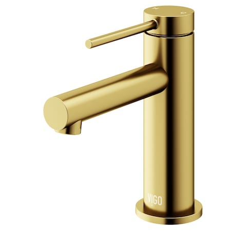 Vigo Jewel Single Handle Single-Hole Bathroom Faucet in Matte Brushed Gold VG01055MG