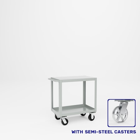 Pucel Heavy Duty Shop Truck, 30 in W x 18 in D x 33.5 in H, Two Shelves, Push Handle, Red 1830-DT-2S