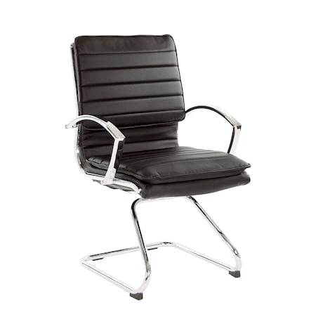 Office Star Products SPX Guest Faux Leather Chair, Black SPX23595C-U6