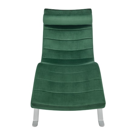 Homeroots 66" Green and Silver Velvet Lounge Chair 526218