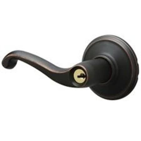 Schlage Flair Series Entry Lever Lockset, Solid Brass, Aged Bronze F51A V FLA 716