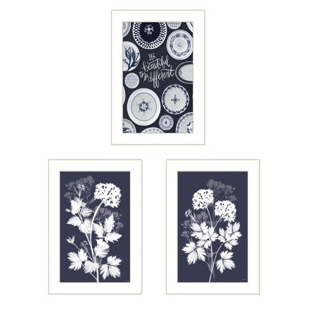 Set Of Three Its Beautiful to Be Different White Framed Print Wall Art, 3PK