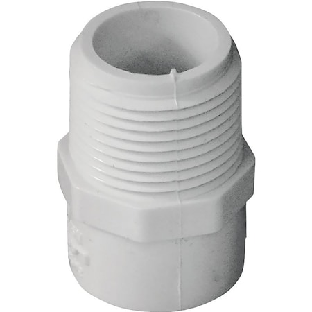 Ipex Reducing Pipe Adapter, 1/2 x 3/4 in, Slip x MPT, PVC, White, SCH 40 Schedule 435615