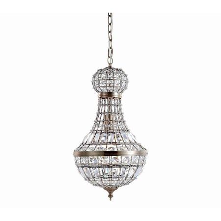 Jonathan Y Regina 10 in. Crystal/Metal Empire LED Pendant, Antique Brass JYL6108A