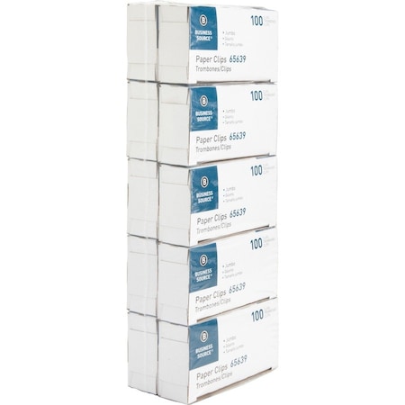 Business Source Paper Clip, Silver, Steel, PK10 BSN65639