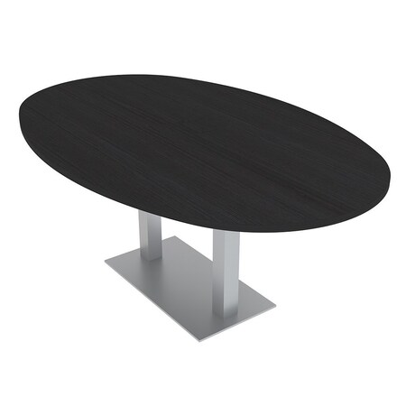 Skutchi Designs Boval Conference Table With Power Unit, 48 in W, 72 in L, Black HAR-BOVL-48X72-DOU-U999ST19-NA