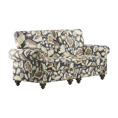Homeroots 56in Sage Navy Blue And Brown Floral Loveseat 719783