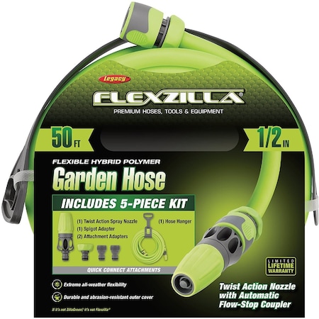 Flexzilla 1/2'' Dia. x 50 Ft. L. Heavy Duty Garden Hose with Quick Connect HFZG12050QN
