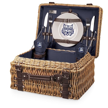 Picnic Time Family Of Brands NCAA Arizona Wildcats Champion Picnic Basket for 2, Large Wicker Picnic Set 208-40-138-014-0