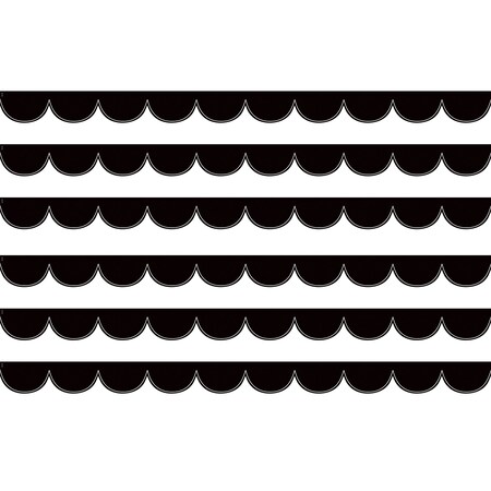 Teacher Created Resources Black with White Scalloped Die-Cut Border Trim, 35 Feet Per Pack, 6PK TCR3953