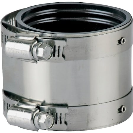 Prosource Coupling, 3 in, Rubber/Stainless Steel, Black/Stainless Steel Shield KJ-010