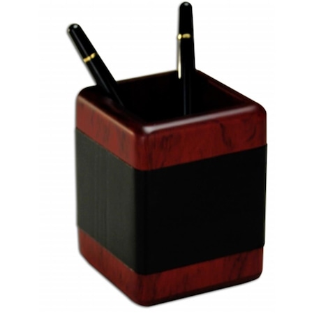 Dacasso This pencil cup features solid wood construction with a top-grain black leather inlay.<li>Materials: A8010