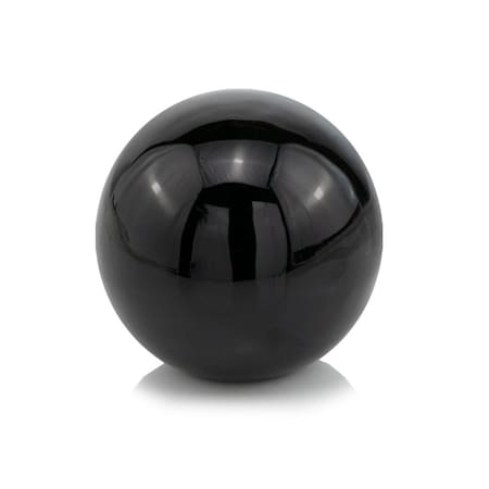 Homeroots 4" Black Aluminum Decorative Orb Tabletop Sculpture 373767