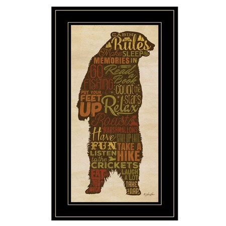 Homeroots Cabin Rules 5 Black Framed Print Wall Art 406617