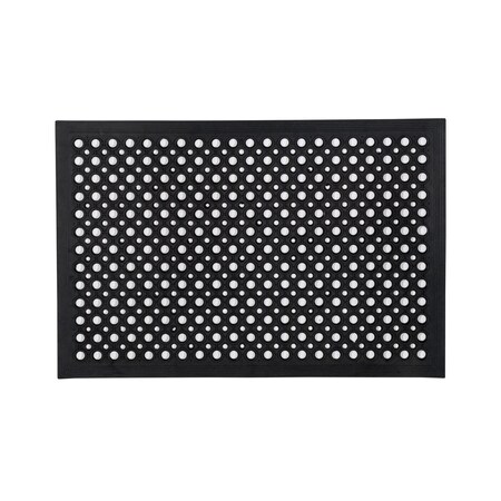 Floortex Antifatigue Mat, 60 in L x 40 in W, 0.55 in Thickness, 100% Recycled Rubber, Black NREMFLRU0106