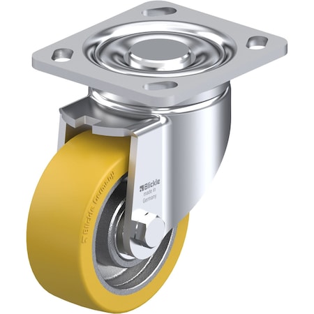 Blickle Swivel Plate Caster, PU, 4", 880 lb. LH-GTH 100K-14