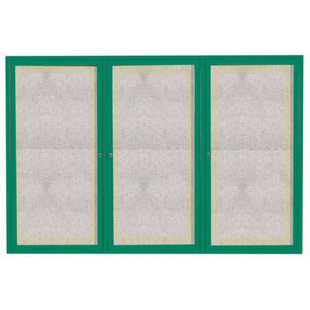 Aarco Outdoor Illuminated Enclosed Bulletin Board w/ Al Frame, Powder Coated Green, 48''Hx72''W ODCC4872-3RIG
