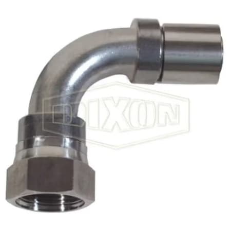 Dixon Smooth Bore Hose-to-Tube Fitting with Crimp Collar, Adapter, Dash 10 x 5/8 in, Hose x FJIC, 304 Stai FJS90-10-10