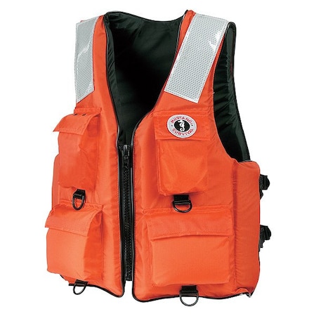 Mustang Survival Work Vest, 3XL/7XL, 15.5lb, Foam, Orange MV3128T2-2-3XL/7XL