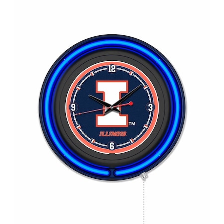 Holland Bar Stool University of Illinois 15 Double Neon Wall Clock Clk15BK