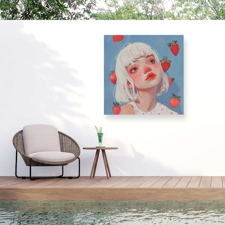 Trademark Fine Art Outdoor Canvas Art Andreas Magnusson Strawberry Girl Two Wall Art for Patios, or Gardens ALI70366-OC1414WR